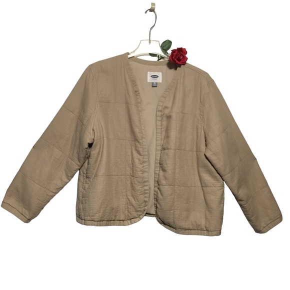 Old Navy Tan Quilted Jacket Open front Cotton XXL NEW OR LIKE NEW - Picture 1 of 12
